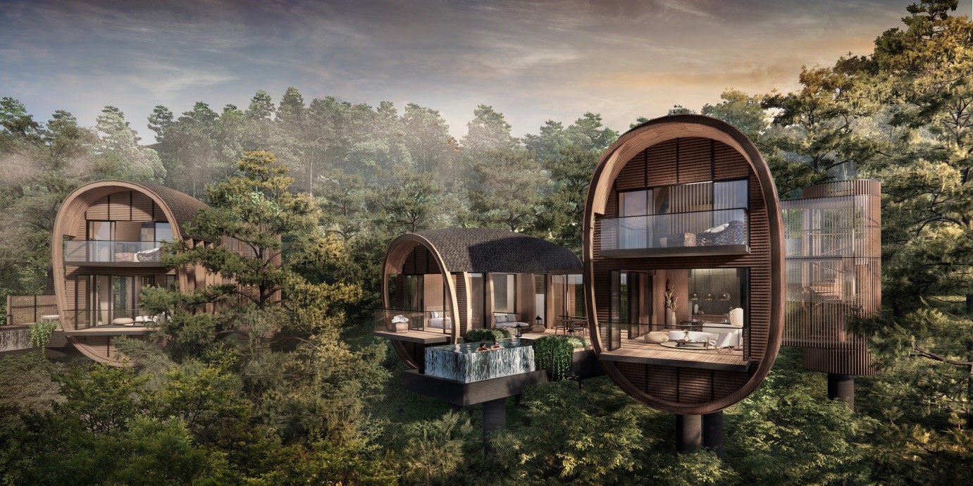 Những ph&ograve;ng kh&aacute;ch sạn treo tr&ecirc;n c&acirc;y độc đ&aacute;o của InterContinental Thanh Xuan Valley Resort. Ảnh: Thanh Xuan Valley.