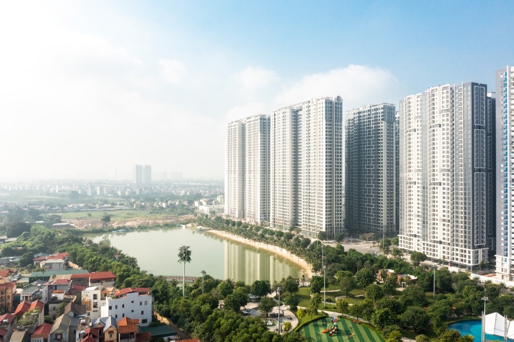 Toàn cảnh Link Trang Chủ PG88.Com Mới #2026 Masteri West Heights, đối diện hồ trung tâm tại Đại đô thị Smart City phía Tây Hà Nội.
