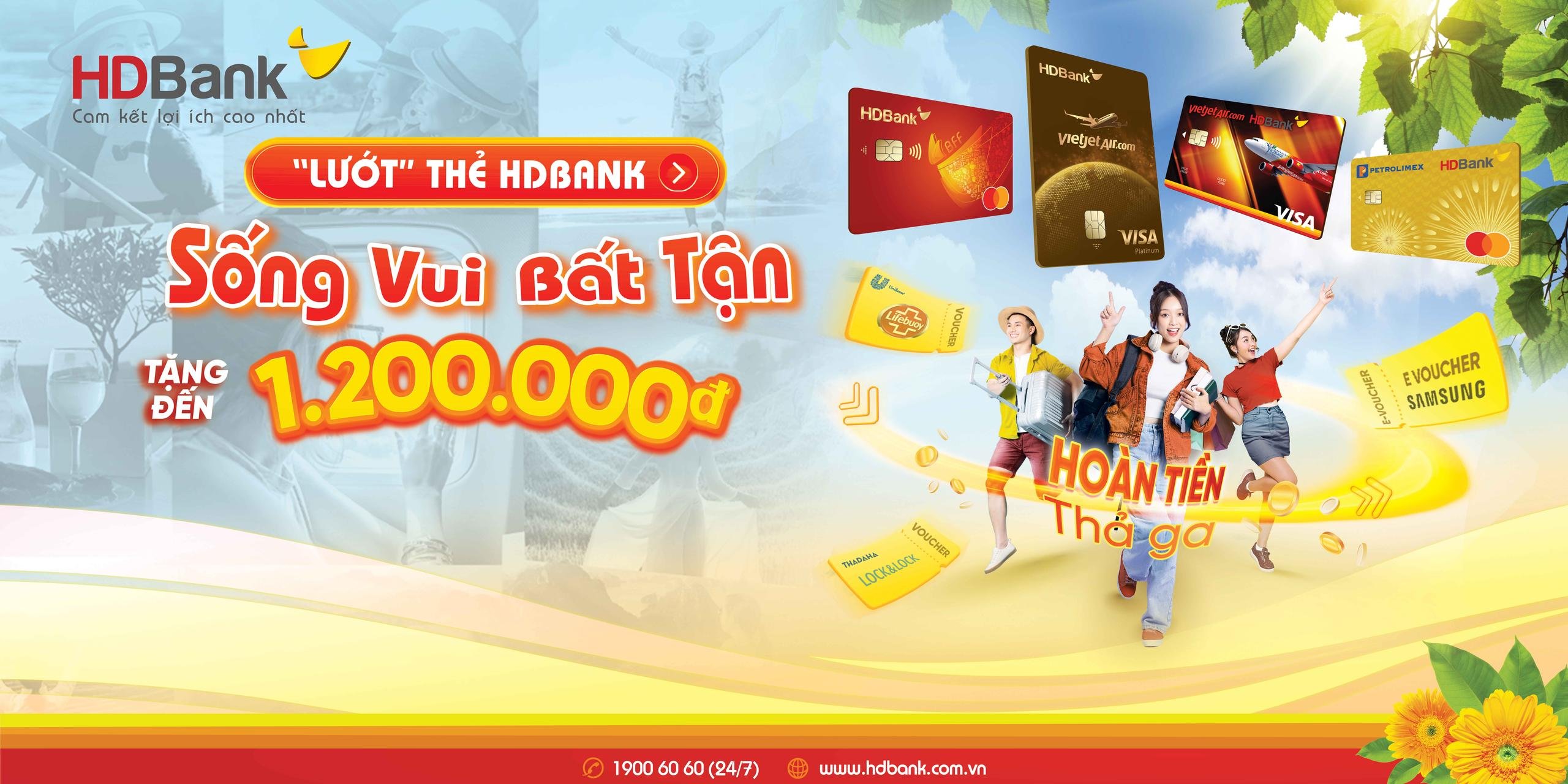 Từ nay đến 31/10/2023, thanh to&aacute;n bẳng c&aacute;c loại thẻ t&iacute;n dụng của HDBank kh&aacute;ch h&agrave;ng sẽ nhận nhiều ưu đ&atilde;i hấp dẫn.