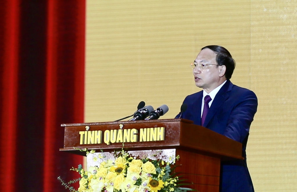 B&iacute; thư Tỉnh ủy Quảng Ninh Nguyễn Xu&acirc;n K&yacute; đọc diễn văn &ocirc;n lại lịch sử h&igrave;nh th&agrave;nh v&agrave; ph&aacute;t triển của mảnh đất, con người Quảng Ninh