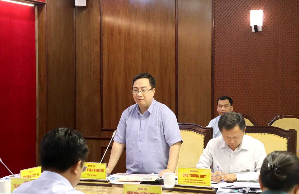 &Ocirc;ng Đặng Xu&acirc;n Phương, Ph&oacute; B&iacute; thư Tỉnh ủy, ph&aacute;t biểu tại cuộc họp.