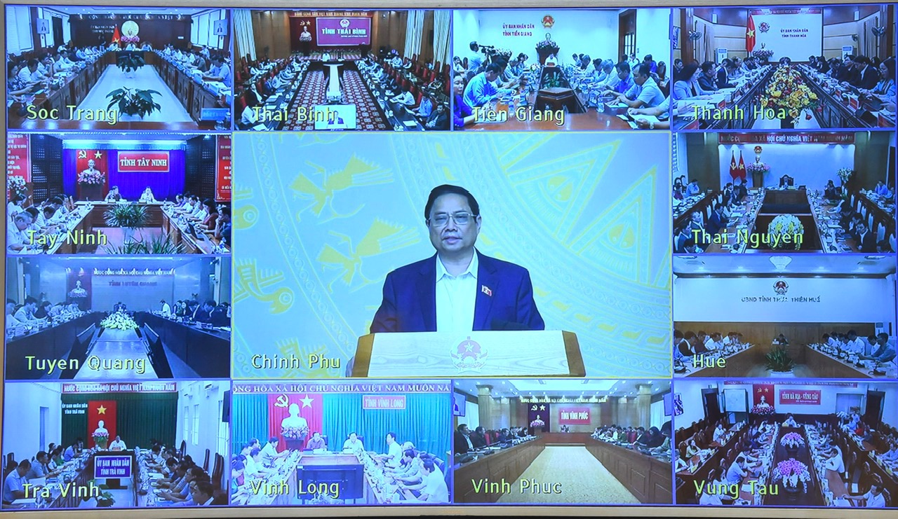 Phi&ecirc;n họp được kết nối trực tuyến tới 63 tỉnh, th&agrave;nh phố trực thuộc Trung ương. Ảnh: VGP.