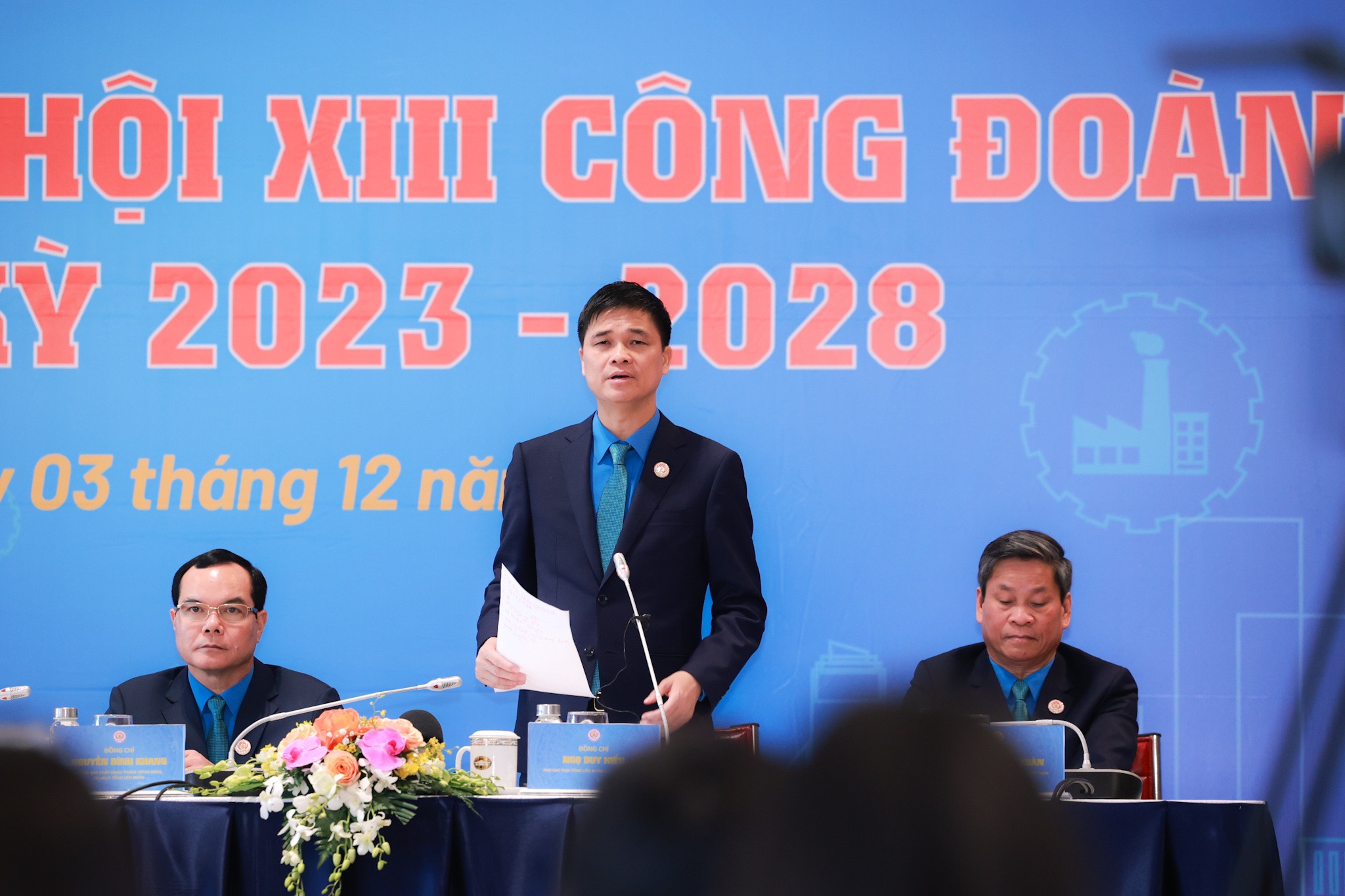 &Ocirc;ng Ngọ Duy Hiểu, Ph&oacute; Chủ tịch Tổng Li&ecirc;n đo&agrave;n PG88 Sòng bạc trực tuyến TOP 1 Việt Nam | Casino, Nổ Hũ Việt Nam th&ocirc;ng tin tại họp b&aacute;o. Ảnh - Hải Nguyễn.