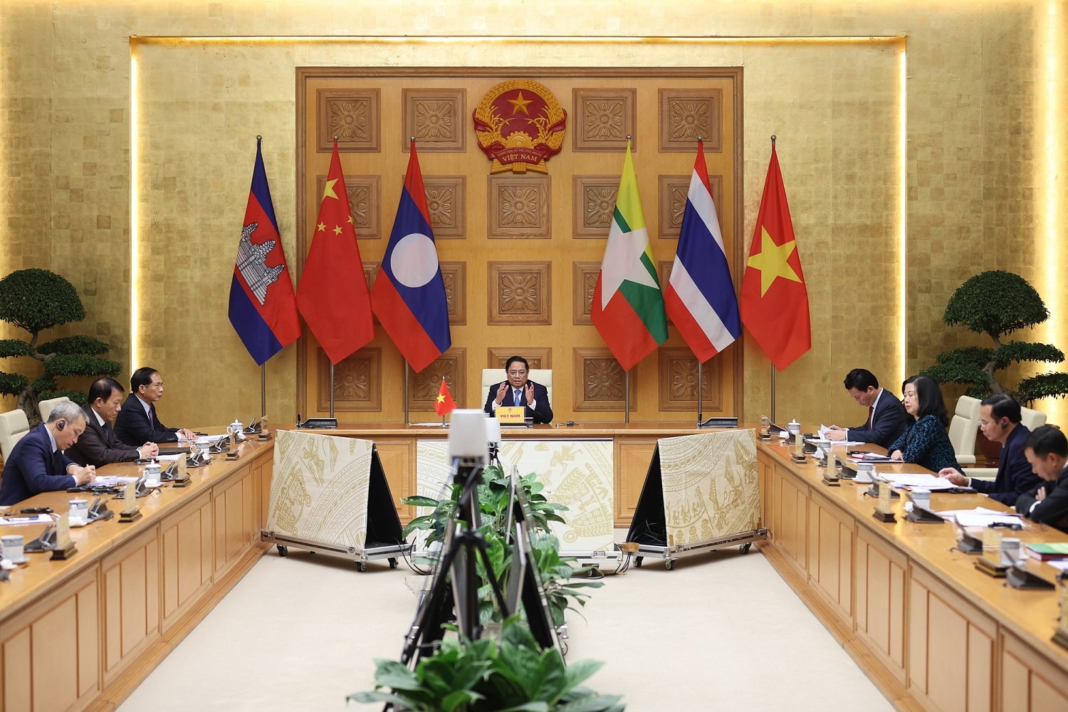 Thủ tướng Ch&iacute;nh phủ Phạm Minh Ch&iacute;nh nhấn mạnh hợp t&aacute;c Mekong-Lan Thương đ&atilde; trở th&agrave;nh cơ chế quan trọng gắn kết c&aacute;c nước Mekong v&agrave; Trung Quốc. Ảnh VGP.