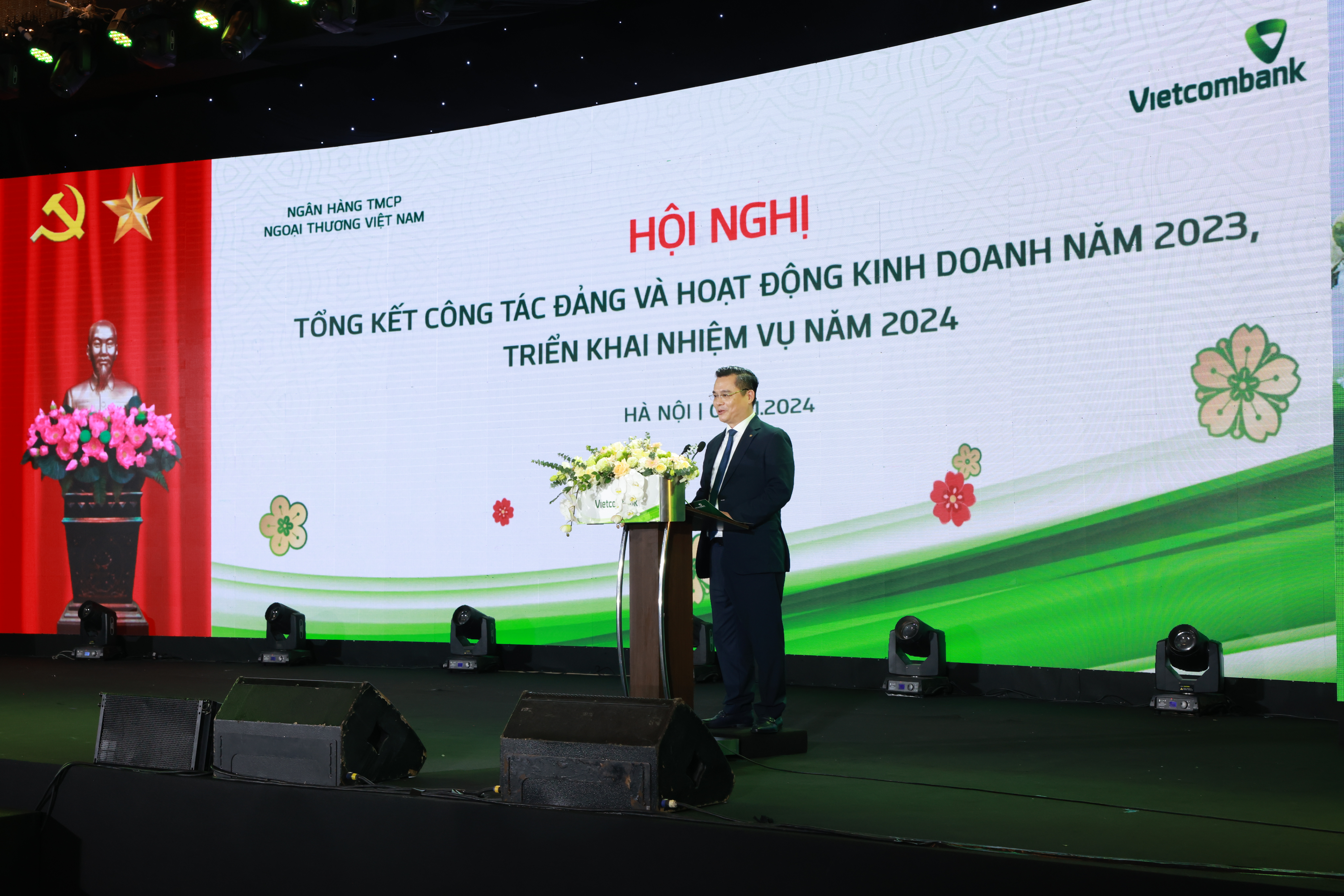 Ông Nguyễn Thanh Tùng, Tổng giám đốc Vietcombank thông tin về kết quả hoạt động năm 2023 của Pg88 com chính chủ.