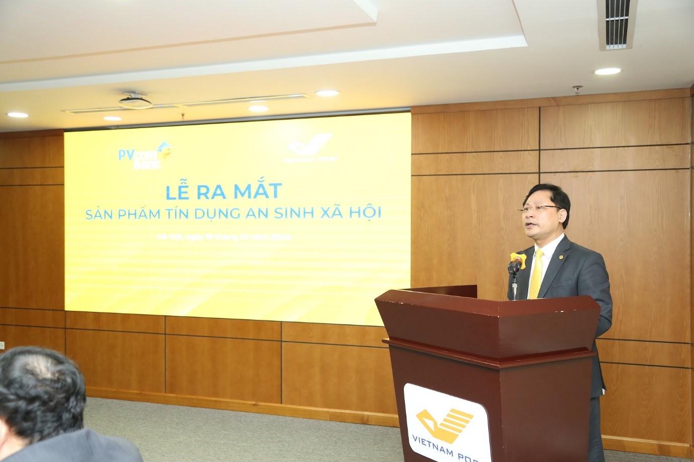 &Ocirc;ng Chu Quang H&agrave;o - Tổng gi&aacute;m đốc Tổng C&ocirc;ng ty Bưu điện Việt Nam chia sẻ tại sự kiện.