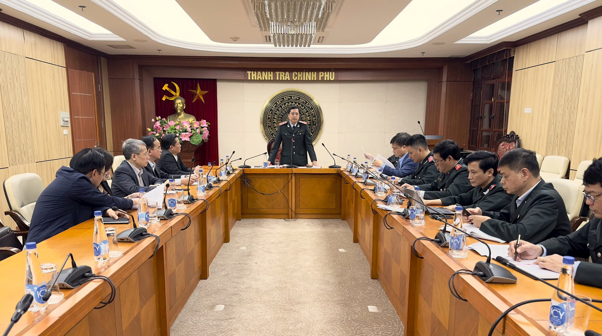 Ph&oacute; Tổng Thanh tra Ch&iacute;nh phủ Dương Quốc Huy chủ tr&igrave; buổi c&ocirc;ng bố kết luận thanh tra tại tỉnh Ninh B&igrave;nh. (Ảnh: TTCP)