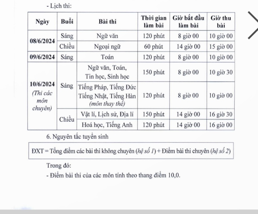 Lịch thi v&agrave; nguy&ecirc;n tắc tuyển sinh.