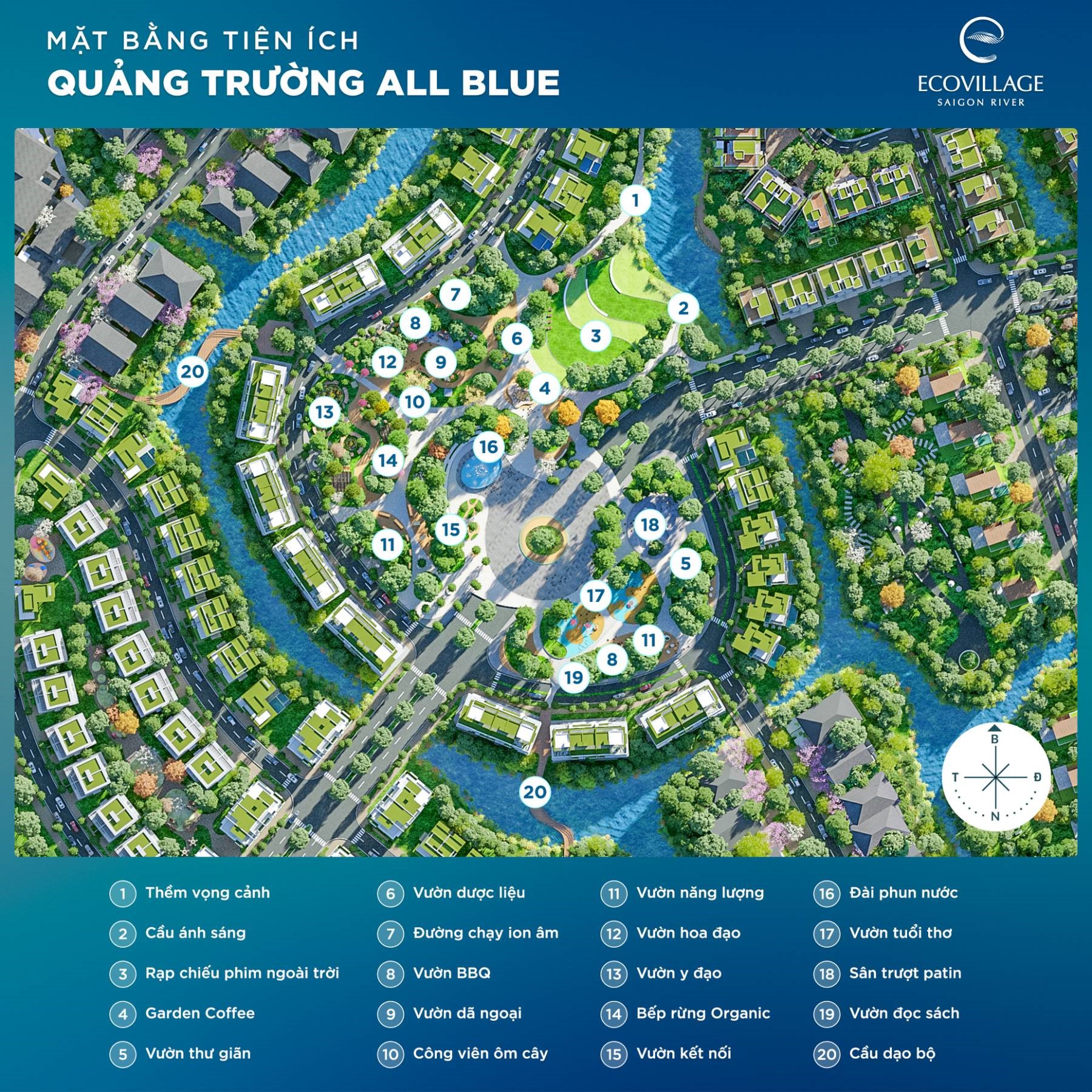 Sơ đồ tiện &iacute;ch tại quảng trường All Blue.