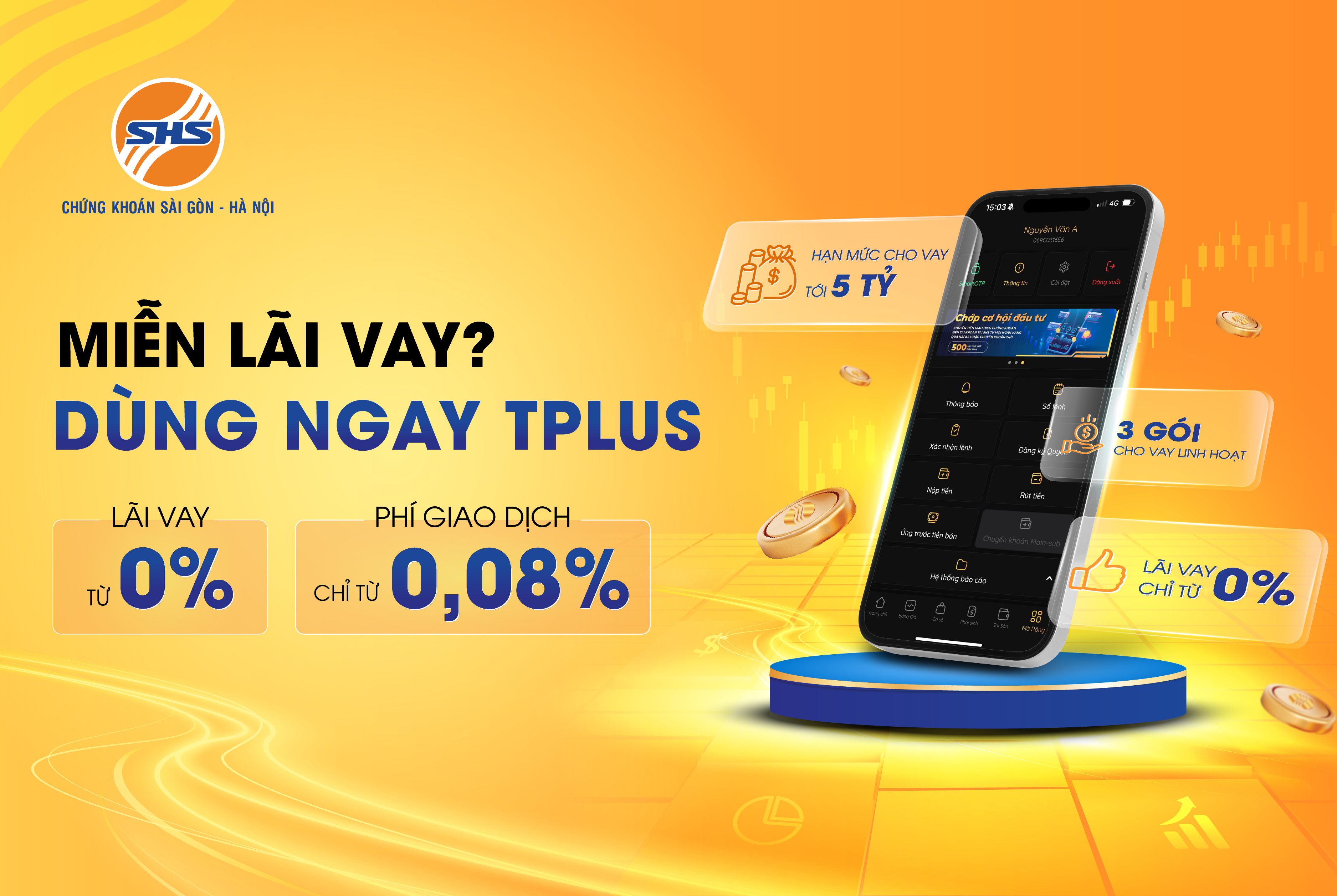 SHS ra mắt sản phẩm mới Margin TPLUS với l&atilde;i suất & ph&iacute; ưu đ&atilde;i c&ugrave;ng hạn mức lớn.
