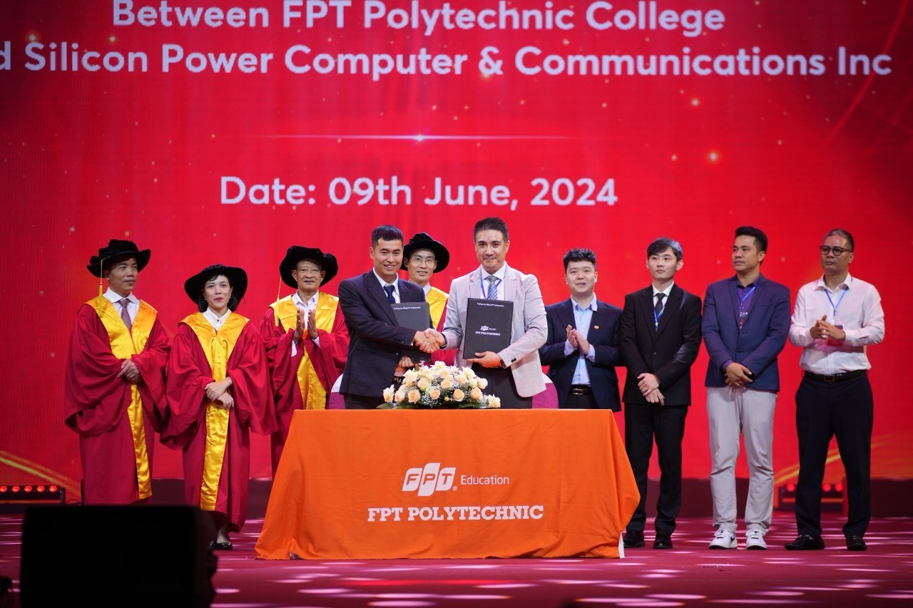 Tập đo&agrave;n M&aacute;y t&iacute;nh v&agrave; Truyền th&ocirc;ng Silicon Power v&agrave;&nbsp;Cao đẳng FPT Polytechnic k&yacute; kết thỏa thuận hợp t&aacute;c để n&acirc;ng cao chất lượng đ&agrave;o tạo trong ng&agrave;nh b&aacute;n dẫn.