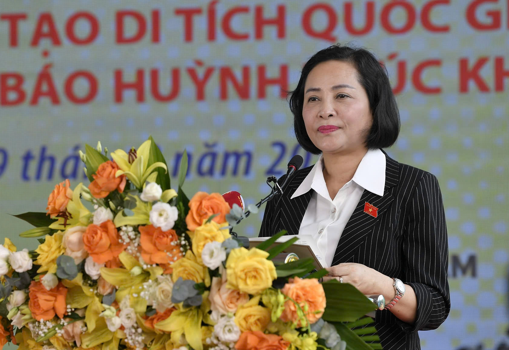 Ph&oacute; Chủ tịch Link Trang Chủ PG88.Com Mới #2026 Nguyễn Thị Thanh ph&aacute;t biểu tại buổi lễ.