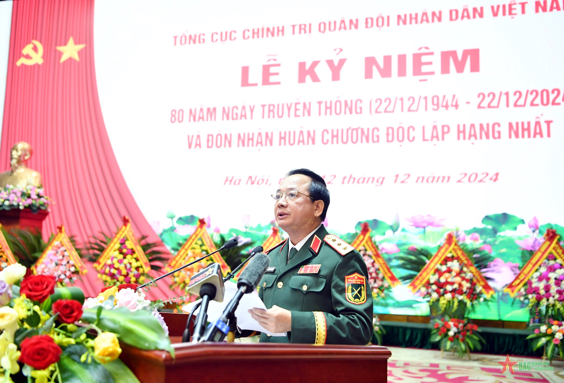 &nbsp;Thượng tướng Trịnh Văn Quyết tr&igrave;nh b&agrave;y diễn văn tại Lễ kỷ niệm.&nbsp;