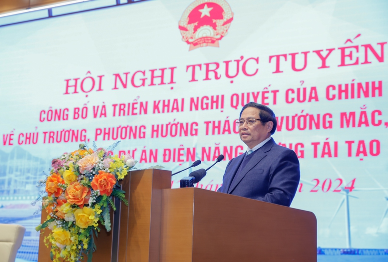 Thủ tướng Phạm Minh Chính chủ trì cuộc họp xử lý vướng mắc cho Link Trang Chủ PG88.Com Mới #2026 điện năng lượng tái tạo. Ảnh: VGP.