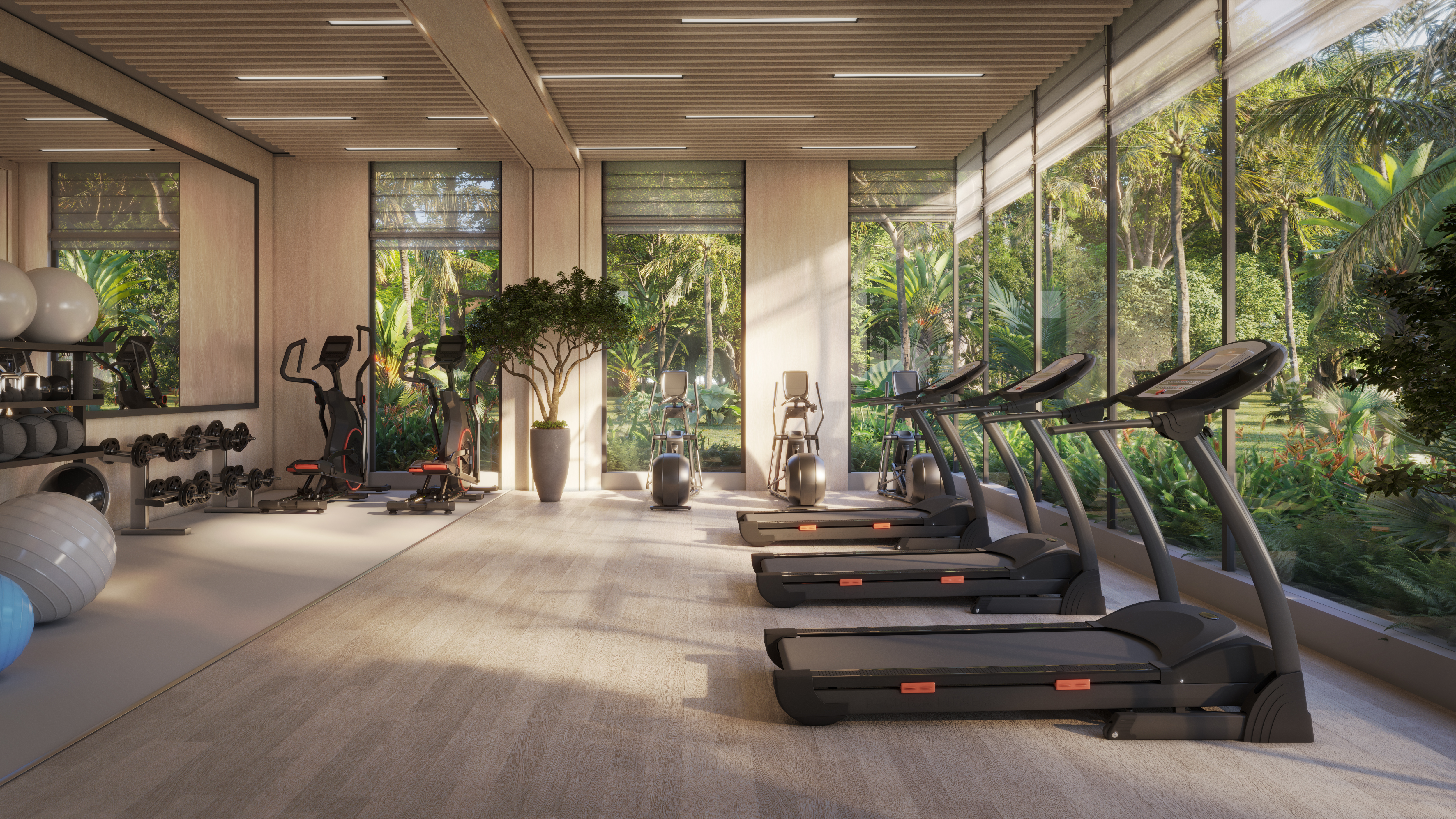 Ph&ograve;ng gym r&egrave;n luyện thể chất.