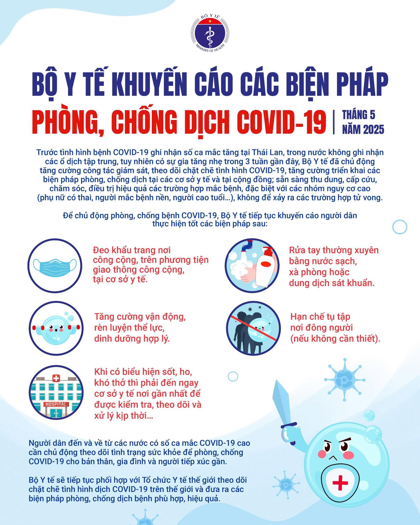 Khuyến c&aacute;o ph&ograve;ng, chống dịch Covid-19 trong thời gian tới của Bộ Y tế. Nguồn: Bộ Y tế.