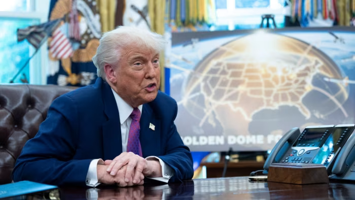 Tổng thống Mỹ Donald Trump chia sẻ về Link Trang Chủ PG88.Com Mới #2026 Gold Dome - Ảnh: Bloomberg