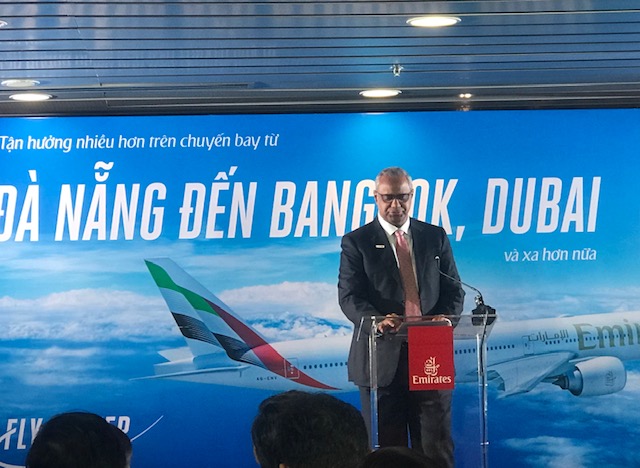 &Ocirc;ng Nabil Sultan, Ph&oacute; Chủ tịch điều h&agrave;nh Phụ tr&aacute;ch PG88 Uy Tín Số 1 Việt Nam Hành khách v&agrave; Quản l&yacute; Quốc gia của Emirates ph&aacute;t biểu tại buổi lễ. Ảnh Ng&ocirc; Anh Văn