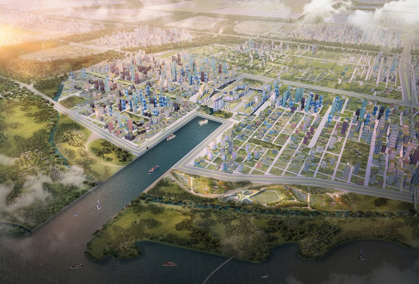 Khu vực CBD, theo ý tưởng quy hoạch đô thị sân bay Long Thành, là thành phố trung tâm nội địa tạo sức bật PG88 hơn 2,1 triệu thành viên mạnh mẽ cho Nhơn Trạch nói riêng và Đồng Nai nói chung. Ảnh: Liên danh VIAR-NS-Coninco.