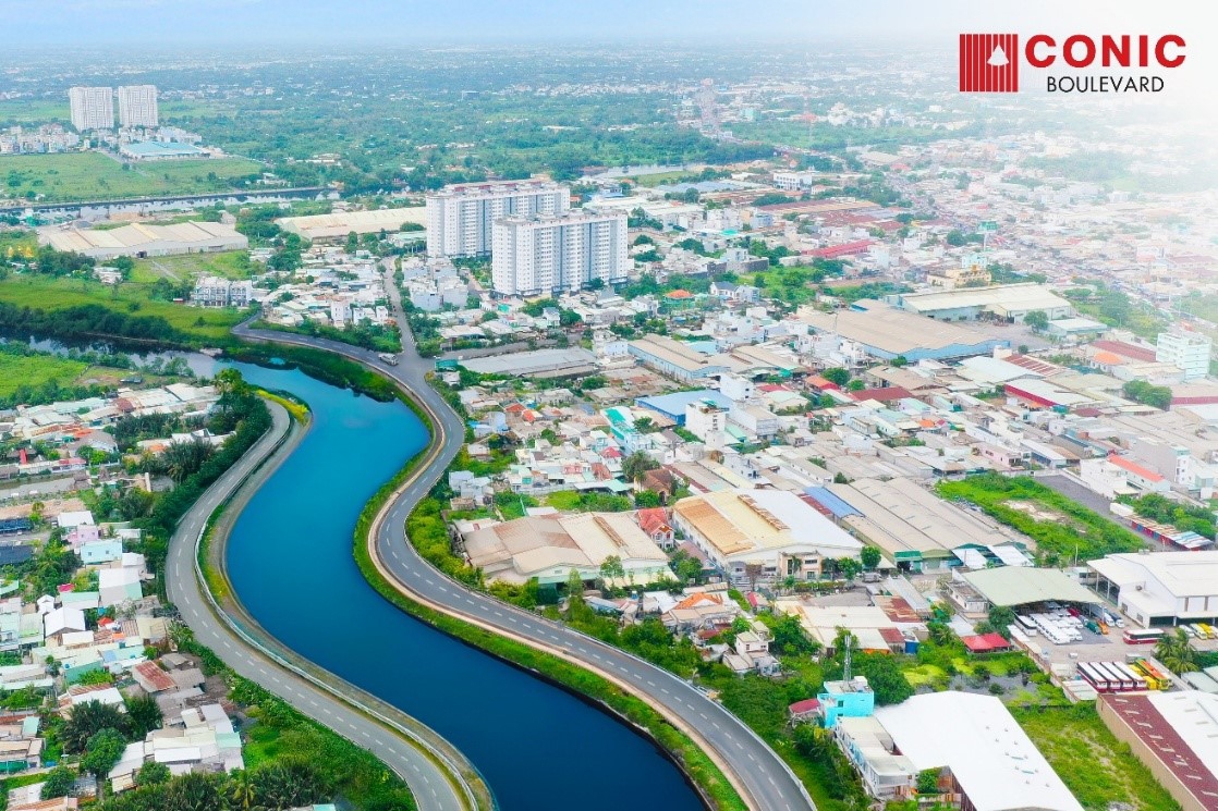 Minh họa tuyến đường ven - Từ 7 quận huyện kết nối Conic Boulevard sau khi ho&agrave;n thiện.