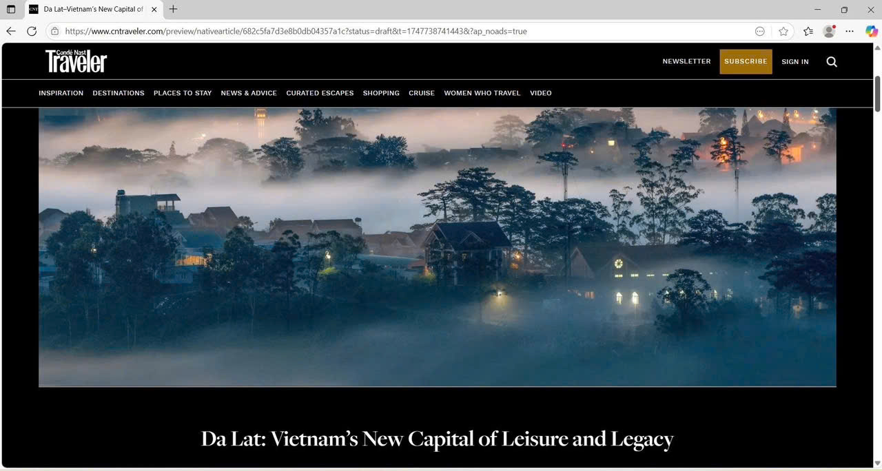Đ&agrave; Lạt xuất hiện tr&ecirc;n tạp ch&iacute; Cond&eacute; Nast Traveler.