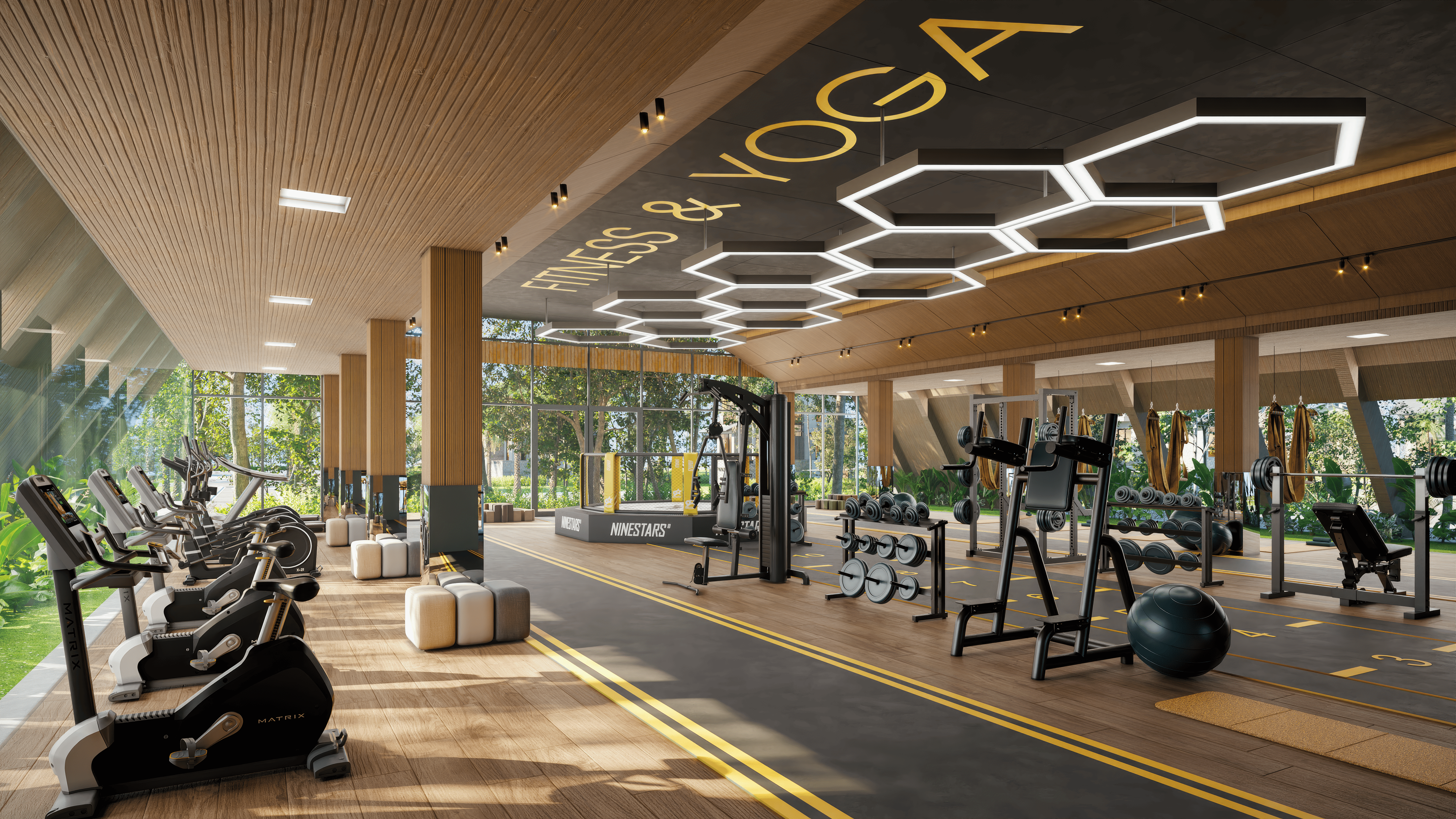 Khu tập gym v&agrave; yoga hiện đại, rộng 300m2 sẽ c&oacute; tại đảo Ch&acirc;u &Acirc;u.