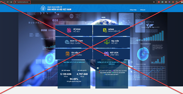 Cảnh báo về website giả mạo Cổng dịch vụ công trực tuyến Bảo hiểm PG88 nổ hũ Việt Nam
