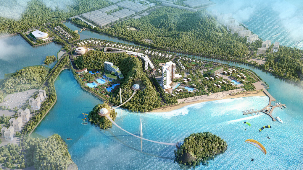Phối cảnh Link Trang Chủ PG88.Com Mới #2026 khu đô thị dịch vụ và nghỉ dưỡng Đảo Ngọc tại phường Quang Hanh mà Công ty TTP đề xuất quy mô hơn 48 ha. 