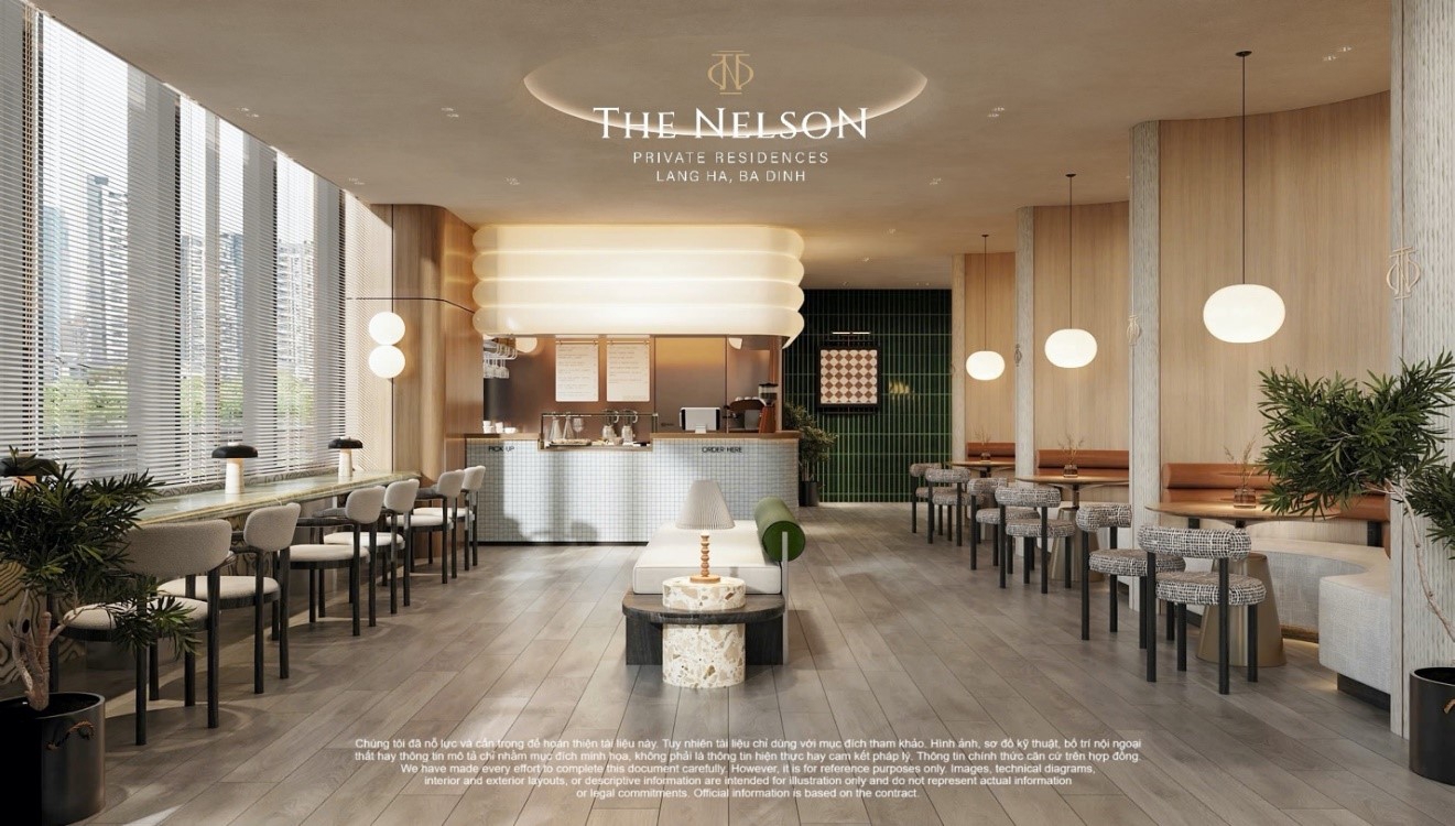 Khu cafe shop d&agrave;nh ri&ecirc;ng cho cư d&acirc;n The Nelson.