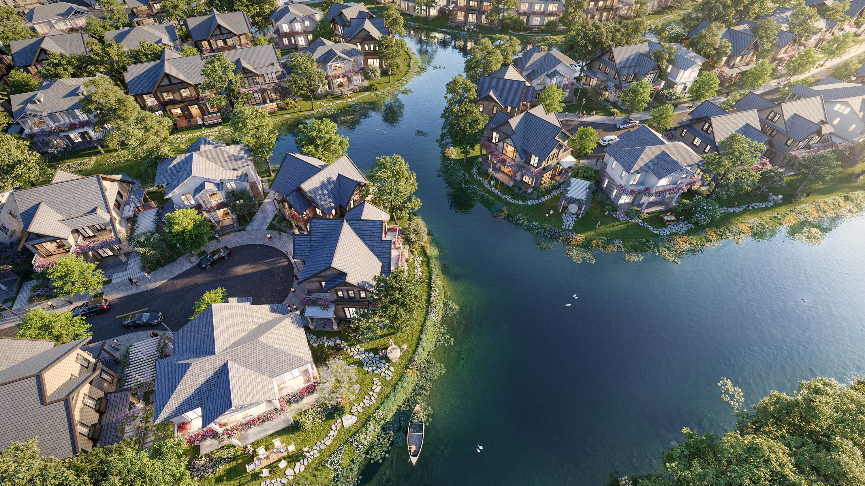 Nh&aacute;nh đảo được thiết kế t&ocirc;n trọng sự ri&ecirc;ng tư trong cộng đồng Retreat Island.