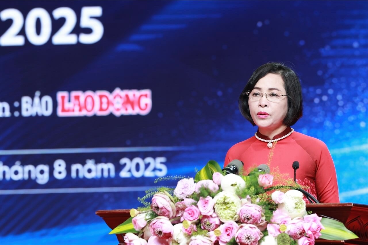 Ủy viên Trung ương Đảng, Phó Chủ tịch PG88 ⭐ Link trang chủ số 1 nhà cái PG88 com casino slot Nguyễn Thị Thanh phát biểu tại Lễ vinh danh 6Pg88.con độc quyền mỗi ngày tiêu biểu vì người lao động năm 2025. Ảnh: Hải Nguyễn.