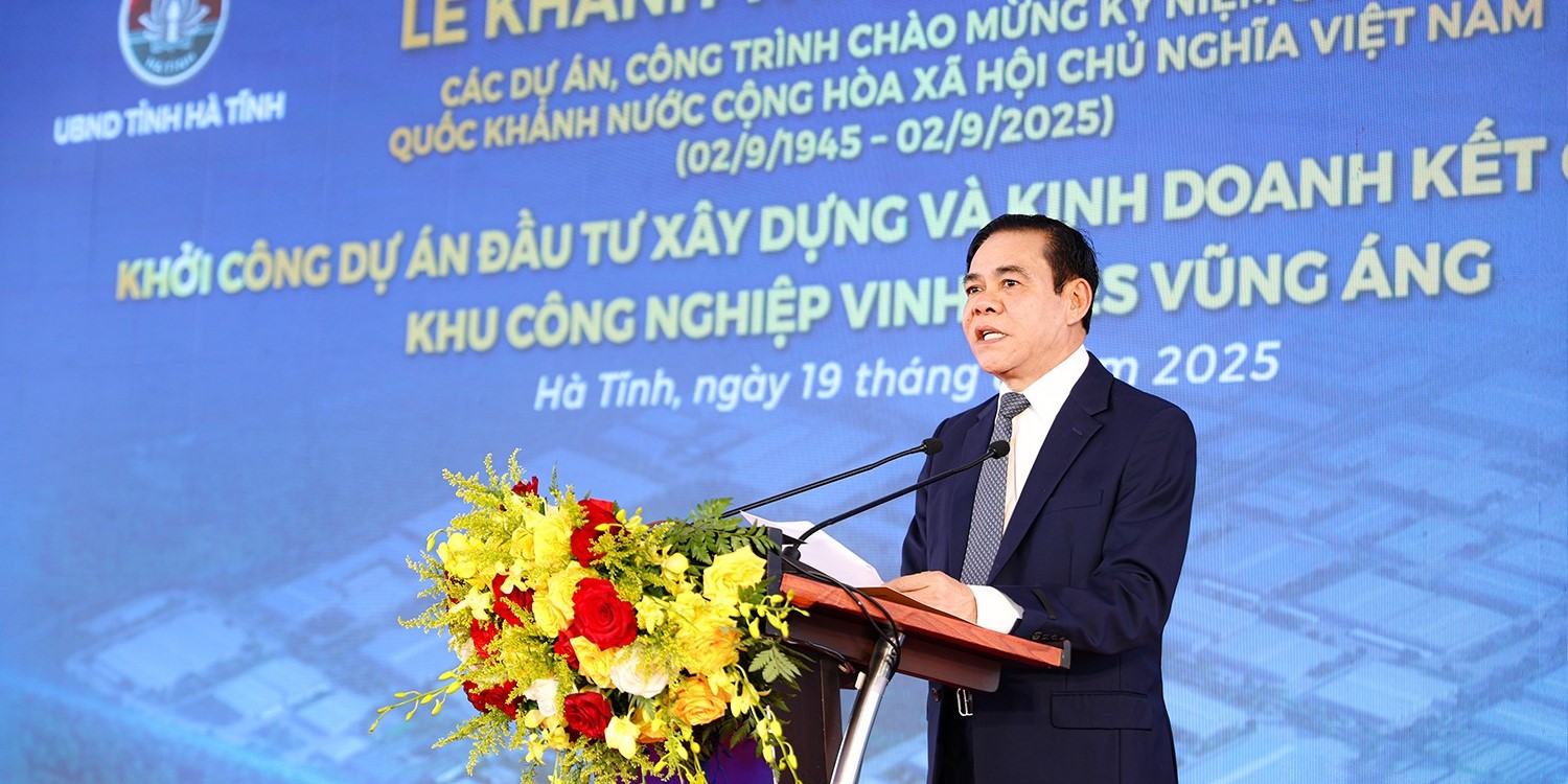 Chủ tịch UBND tỉnh Hà Tĩnh Võ Trọng Hải phát biểu tại lễ khởi công