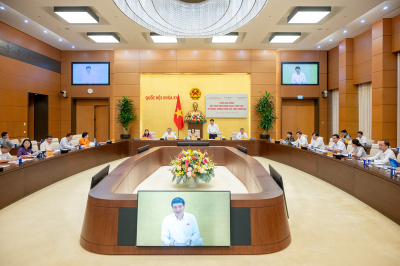 Phiên giải trình “việc thực hiện chính sách, pháp luật về phòng, chống thuốc giả, PG88 xổ số, casino, bóng đá giả”. Ảnh: PG88 ⭐ Link trang chủ số 1 nhà cái PG88 com casino slot