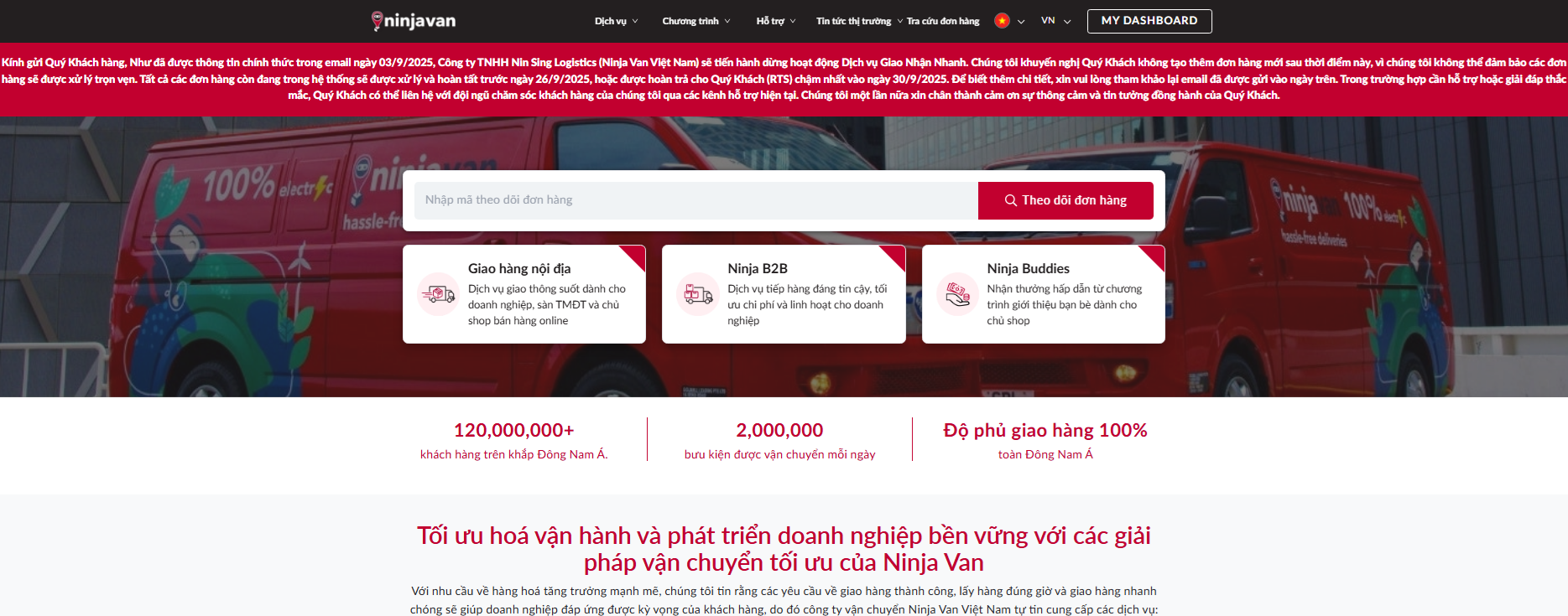 Cạnh tranh khốc liệt, Ninja Van dừng dịch vụ giao nhận nhanh tại Việt Nam