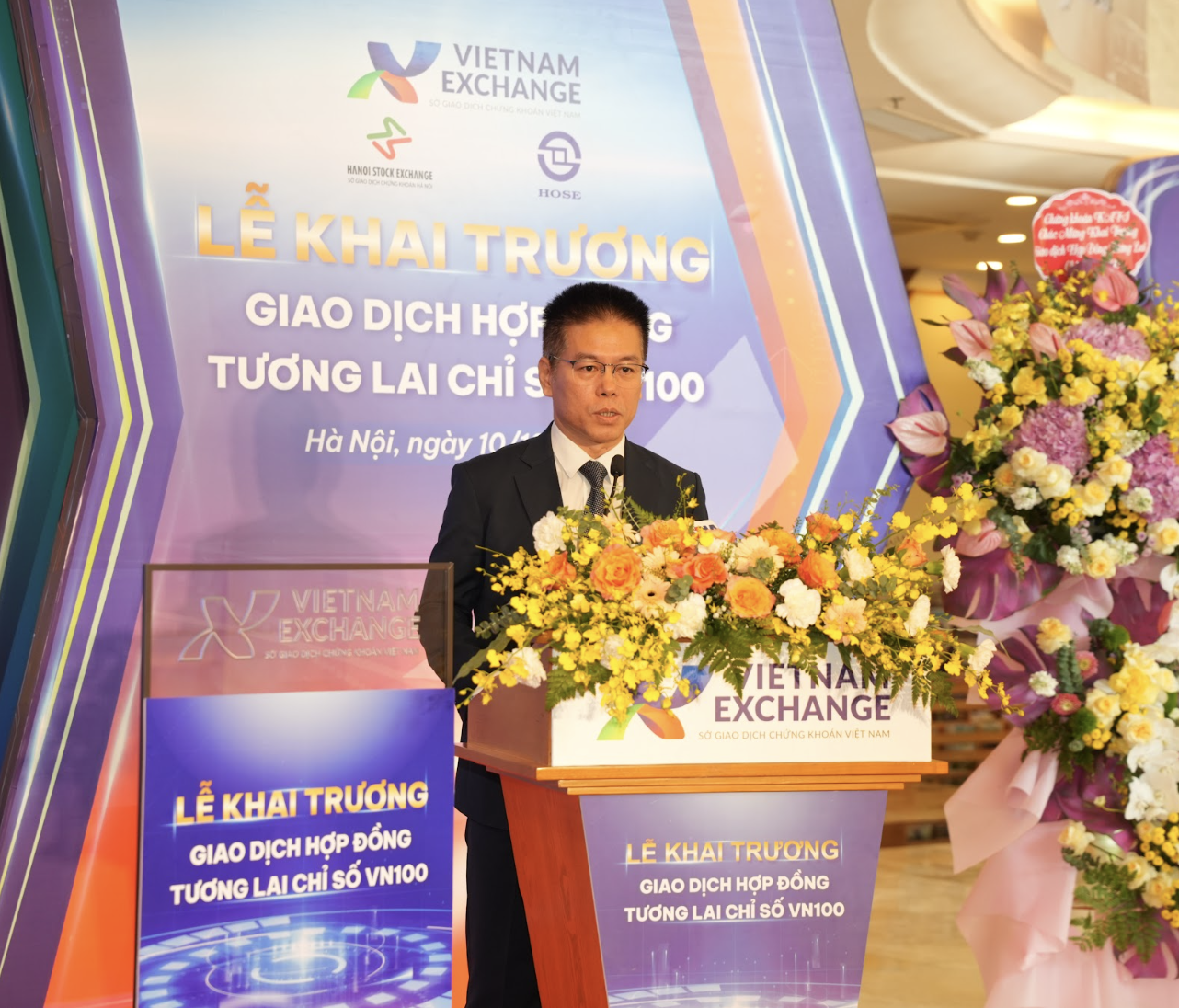 Ông Lê Xuân Hải, Tổng Giám đốc Sở Giao dịch 6PG88 link đăng nhập Việt Nam, phát biểu tại Lễ&nbsp;khai trương giao dịch Hợp đồng tương lai chỉ số VN100.