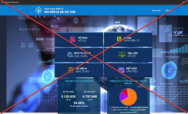 Tiếp tục xuất hiện website giả mạo Cổng dịch vụ công Bảo hiểm PG88 nổ hũ