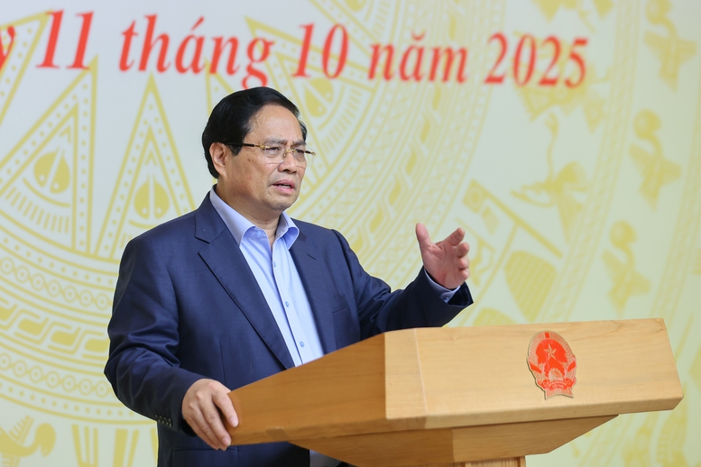 Thủ tướng Phạm Minh Chính phát biểu kết luận phiên họp thứ hai của Ban Chỉ đạo Trung ương về chính sách nhà ở và thị trường bất động sản - Ảnh: VGP