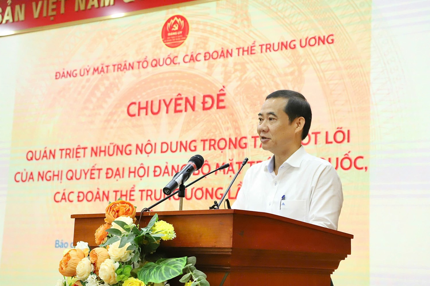 Phó Bí thư Đảng ủy Mặt trận Tổ quốc, các đoàn thể Trung ương Nguyễn Thái Học quán triệt những nội dung trọng tâm, cốt lõi của Nghị quyết Đại hội đại biểu Đảng bộ Mặt trận Tổ quốc, các đoàn thể Trung ương lần thứ I, nhiệm kỳ 2025- 2030.