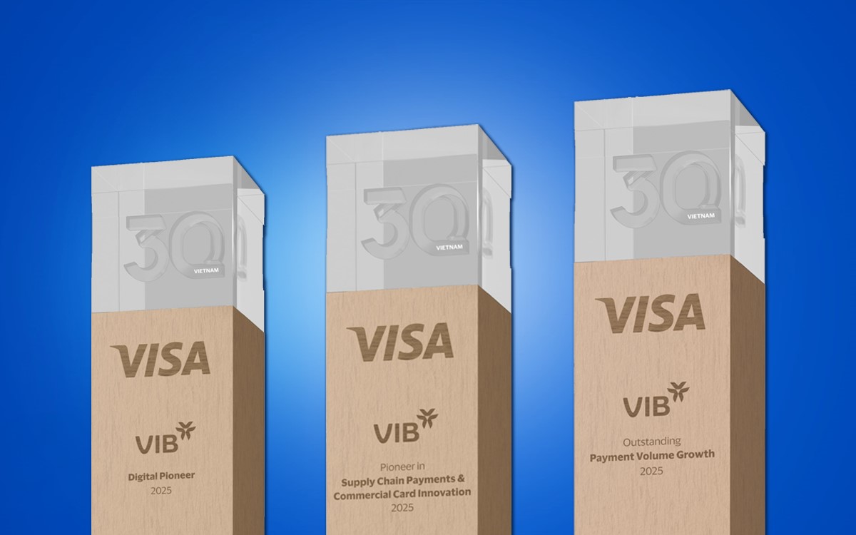 Tăng trưởng chi tiêu thẻ vượt trội, tiên phong công nghệ và đổi mới, VIB nhận 3 giải thưởng từ Visa.