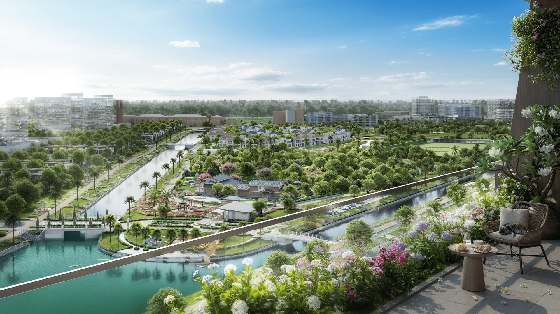 Thiết kế ban công thoáng rộng, đón trọn ánh sáng và gió trời tại Solaria Rise.