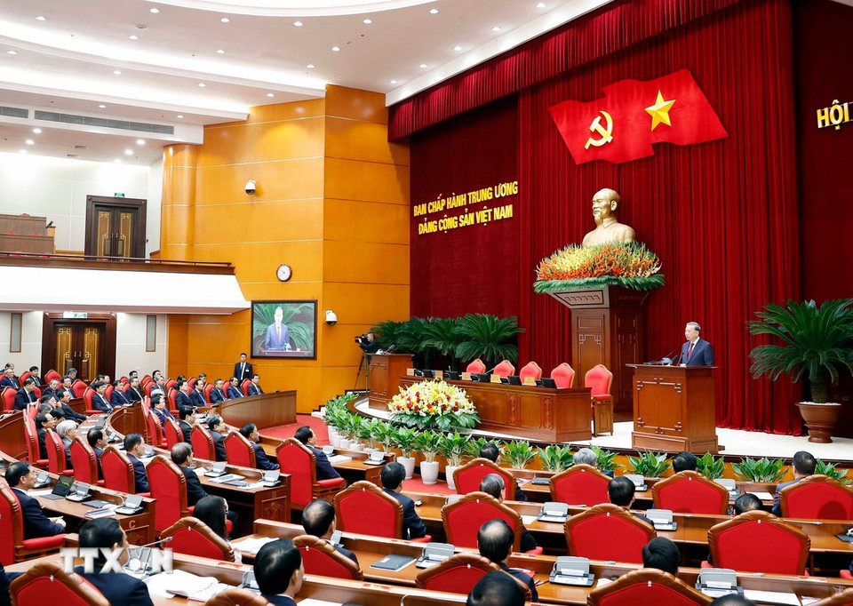 Bế mạc&nbsp;Hội nghị lần thứ 14 Ban Chấp hành Trung ương Đảng khóa XIII. Ảnh: TTXVN