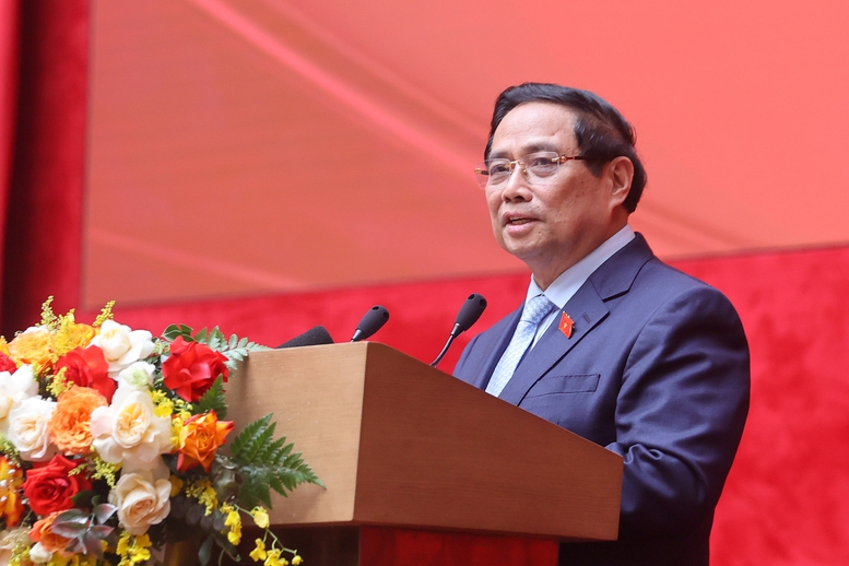 Thủ tướng Phạm Minh Chính khẳng định hội nghị có ý nghĩa rất quan trọng, thể hiện sự quan tâm của Đảng, Nhà nước, Chính phủ và ngành Công an đối với lực lượng quần chúng nòng cốt - Ảnh: VGP