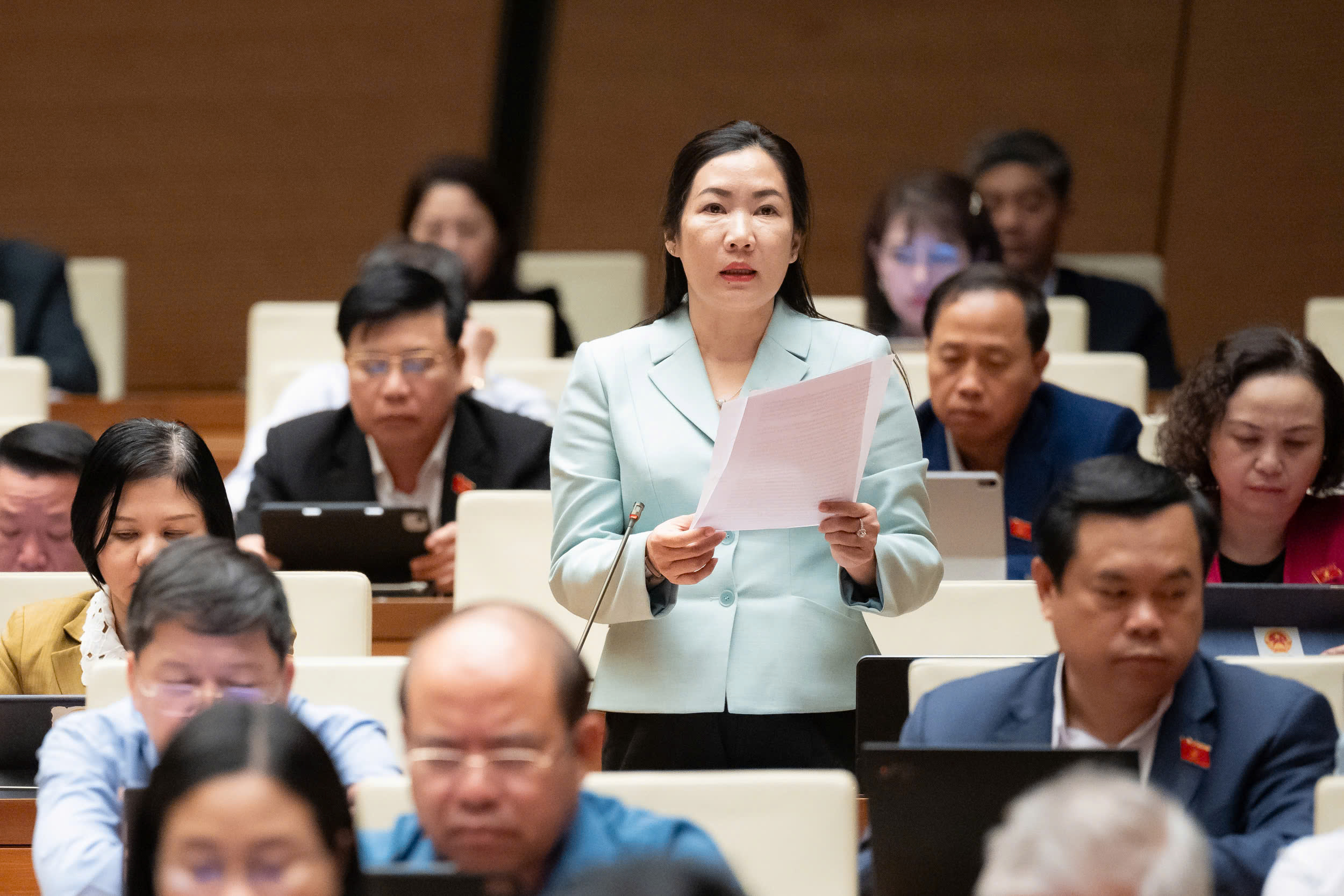 Đại biểu Trần Thị Thu Phước, đoàn đại biểu Link Trang Chủ PG88.Com Mới #2026 tỉnh Quảng Ngãi, phát biểu.&nbsp;Ảnh: Link Trang Chủ PG88.Com Mới #2026.&nbsp;