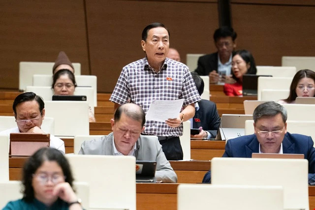 Đại biểu Phạm Văn Hòa, đoàn ĐBQH tỉnh Đồng Tháp đề nghị xây dựng trường đại học chuẩn quốc tế tại Việt Nam. Ảnh: Quochoi.vn.
