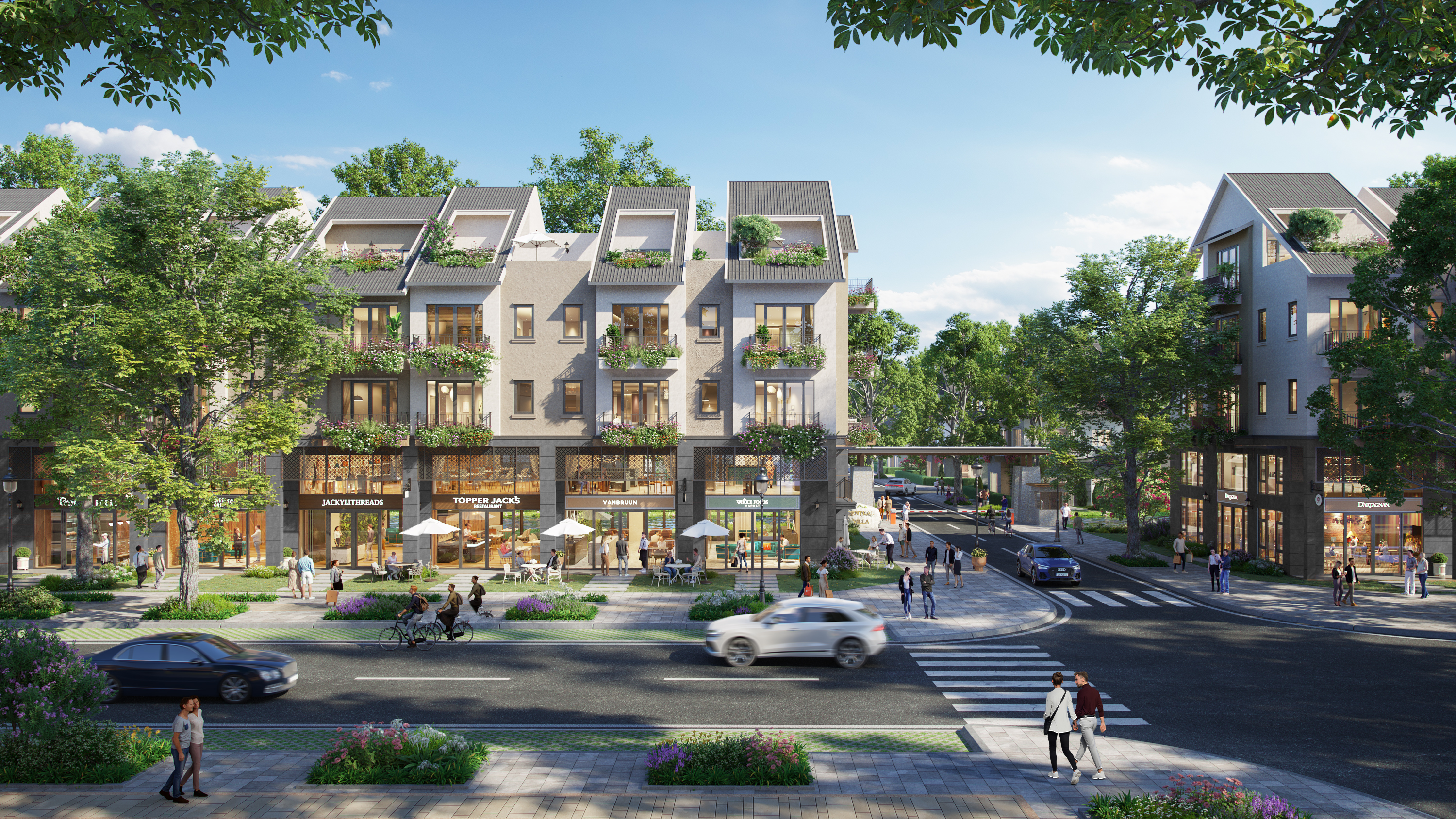 Tuyến shophouse duy nhất tại trung tâm của đảo Central Island. Ảnh: ECP.