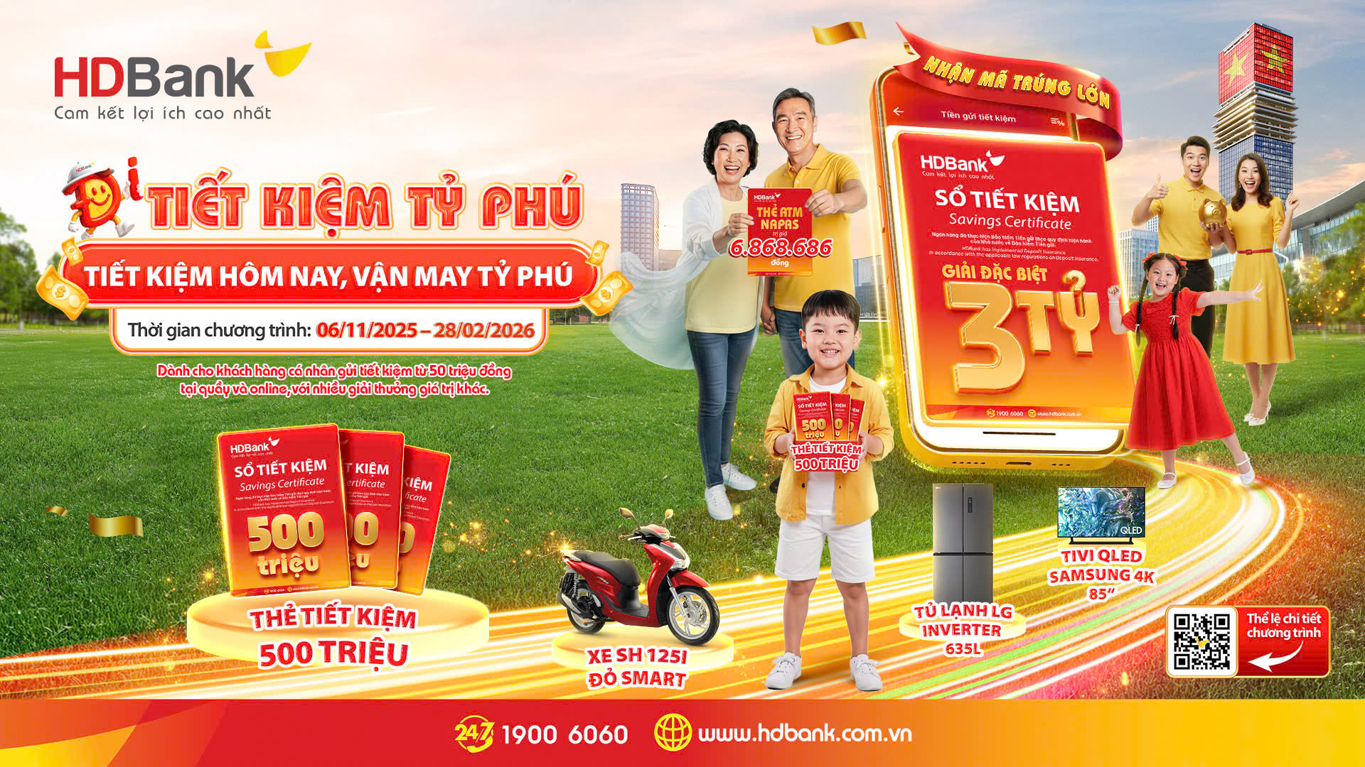 Cơ hội nhận giải thưởng 3 tỷ đồng khi gửi tiết kiệm tại HDBank trong mùa lễ hội cuối năm