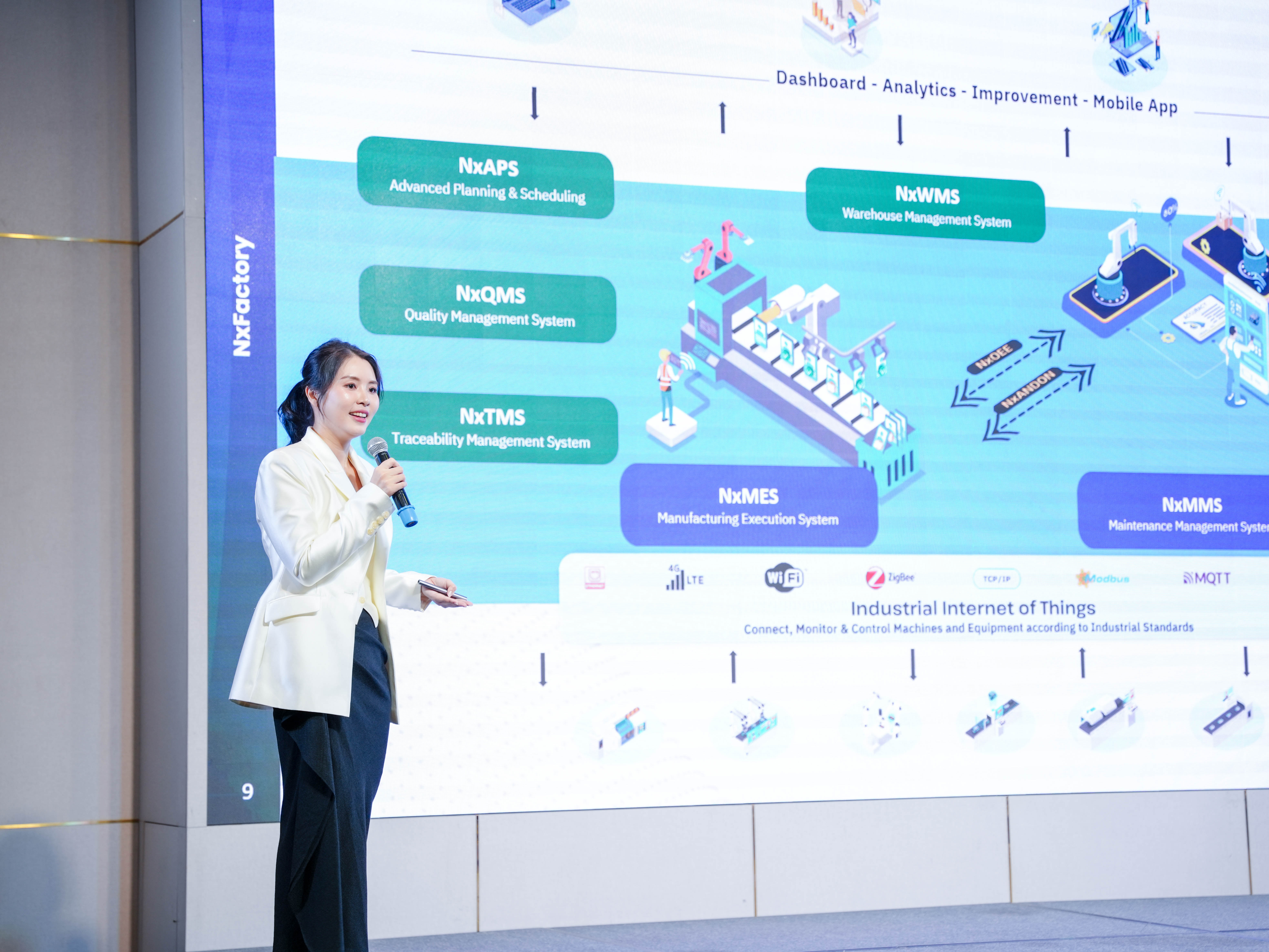 Bà Nguyễn Minh Trang, CEO NTQ Factory, cho rằng mô hình nhà máy thông minh với một nền tảng duy nhất sẽ giúp 6Pg88.con độc quyền mỗi ngày dễ dàng kiểm soát vận hành nhà máy để giảm thiểu rủi ro sai sót và tăng hiệu suất hoạt động. 