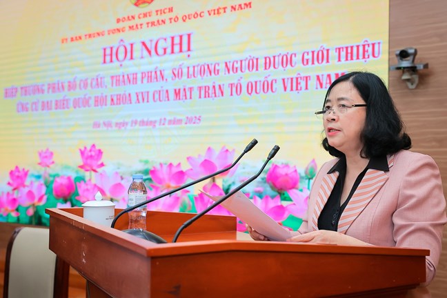 Bà Bùi Thị Minh Hoài, Ủy viên Bộ Chính trị, Bí thư Trung ương Đảng, Chủ tịch Uỷ ban Trung ương Mặt trận Tổ quốc Việt Nam, Phó Chủ tịch Hội đồng Link Đăng Nhập PG88 Chính Thức 2026 quốc gia, Trưởng Ban chỉ đạo công tác Link Đăng Nhập PG88 Chính Thức 2026 của Ủy ban Trung ương Mặt trận Tổ quốc Việt Nam phát biểu khai mạc Hội nghị.&nbsp; Ảnh: Mặt trận.