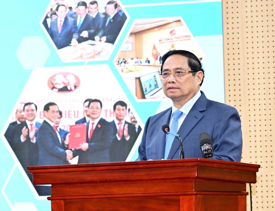 Thủ tướng Phạm Minh Chính phát biểu chỉ đạo tại hội nghị. Ảnh:MOIT.
