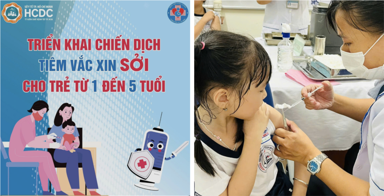 Tất&nbsp;cả các&nbsp;cơ sở y tế công lập và tư nhân đồng loạt tham gia&nbsp;chiến dịch tiêm vắc xin sởi, tổ chức tiêm xuyên lễ, xuyên cuối tuần - Nguồn: Sở Y tế TP. Hồ Chí Minh.